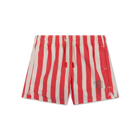 Badeshorts - Beige/Rot - Hummerstreifen