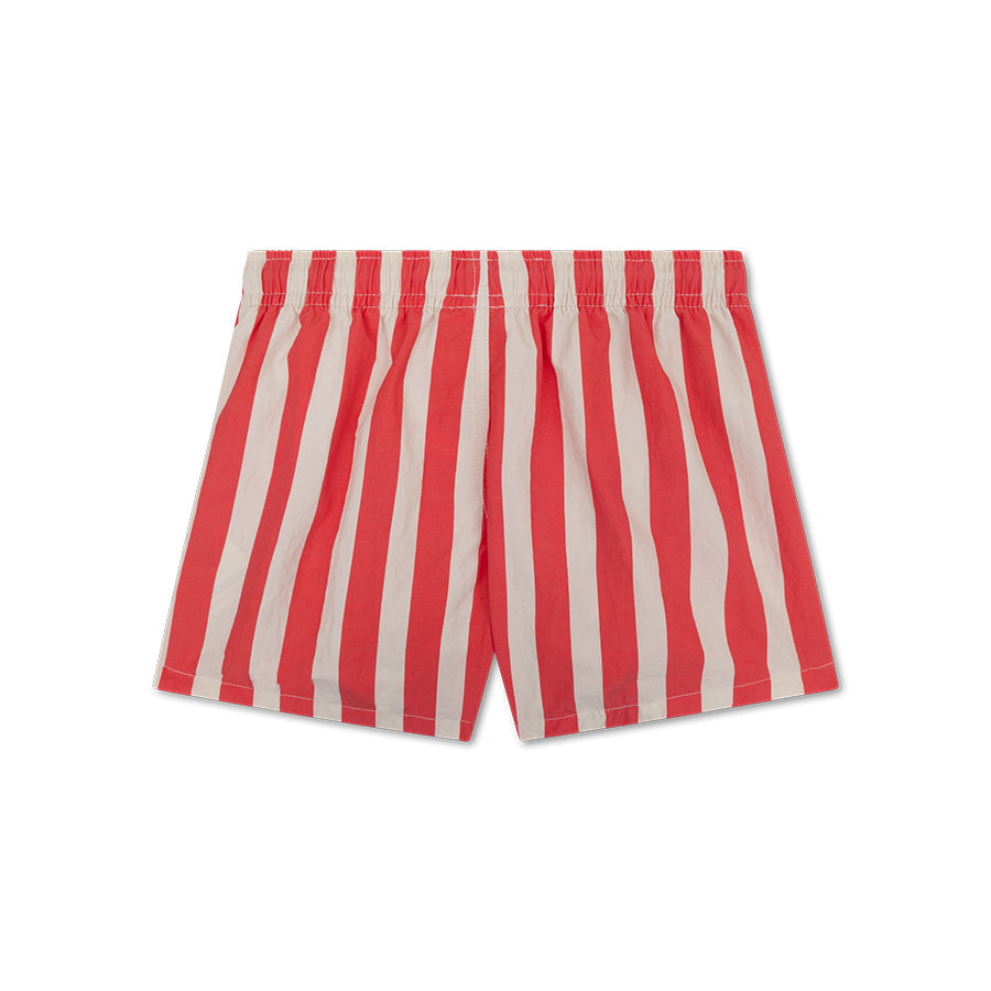 Badeshorts - Beige/Rot - Hummerstreifen