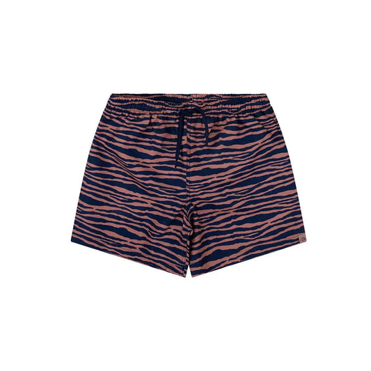 Badeshorts – Blau/Orange – Lebendige Streifen