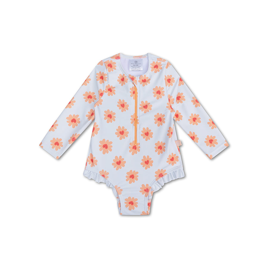 Girls' Long-Sleeve UV Swimsuit - Multicolored - Floral Love