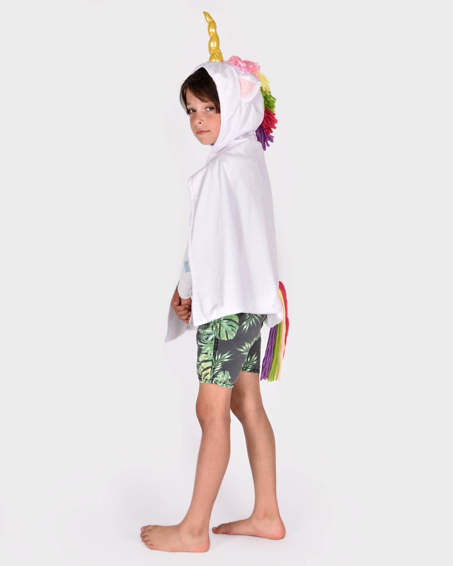Cape licorne blanche arc-en-ciel 3-8 ans (taille 98-128)