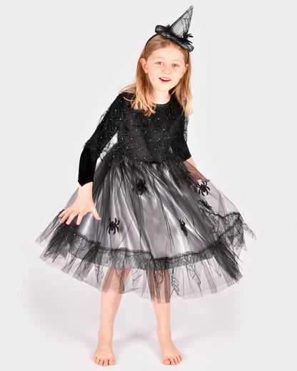 Hexenkostüm mit Accessoires, Größe 98-104 cm, 2-4 Jahre