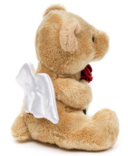 Guardian Angel Teddy Bear Plush with Red Rose
