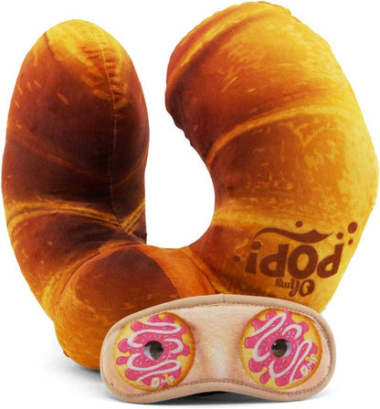 Coussin de Nuque et Masque de Sommeil Oh My Pop! « Croissant » – Orange