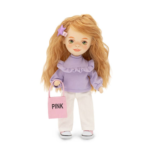 Sunny-Puppe mit lila Pullover, 32 cm