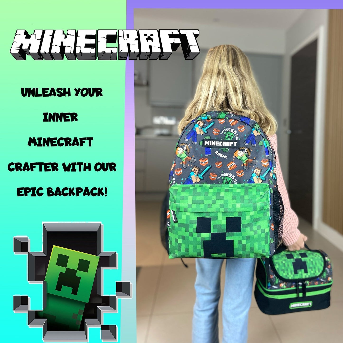 Grand scolaire enfant Sac à dos – Minecraft