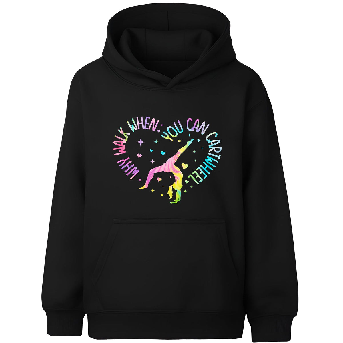 Kapuzenpullover Gymnastik – Fringoo Gymnastic aus Baumwollmischgewebe weich mit Kapuze – Gymnastic Radschlagen – schwarz