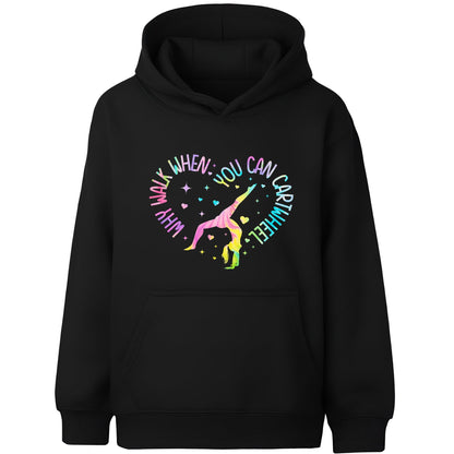 Kapuzenpullover Gymnastik – Fringoo Gymnastic aus Baumwollmischgewebe weich mit Kapuze – Gymnastic Radschlagen – schwarz