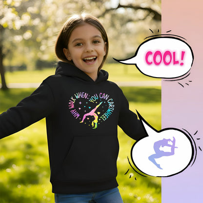 Kapuzenpullover Gymnastik – Fringoo Gymnastic aus Baumwollmischgewebe weich mit Kapuze – Gymnastic Radschlagen – schwarz