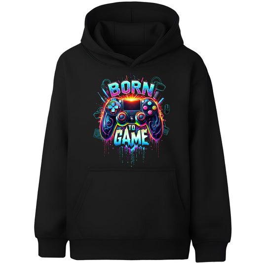 Sweat à capuche gaming – Fringoo gaming for Boys Cotton Rich Soft Hooded – Born to Game noir