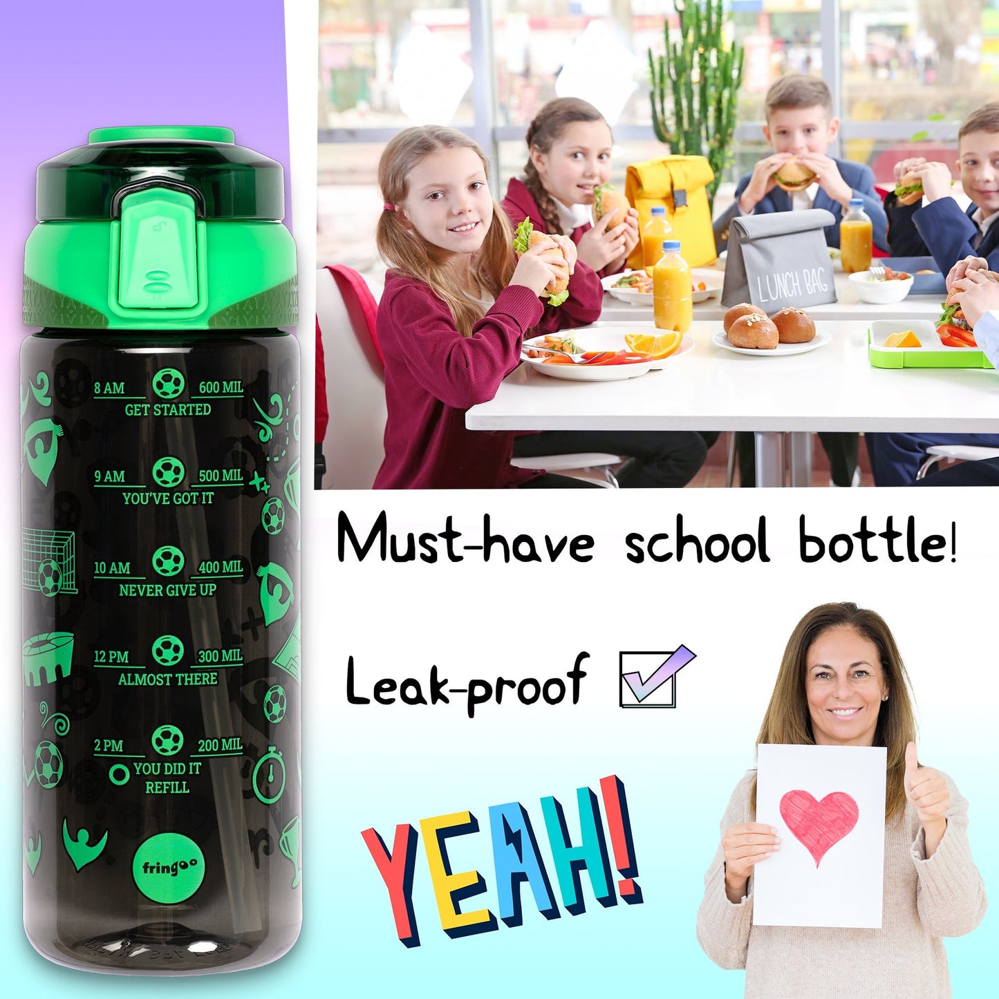 Straw Bottle – Neon football
