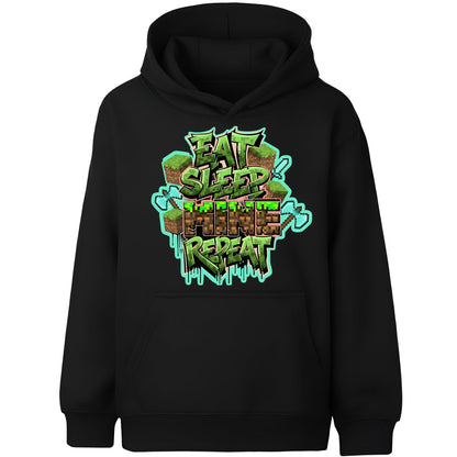 Fringoo gamer Sweat à capuche gris garçon Cotton Rich Soft Hooded Sweatshirt- Eat Minecraft noir