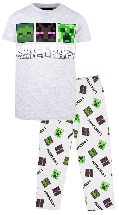 Minecraft Pyjama Short Sleeve – gris & vert