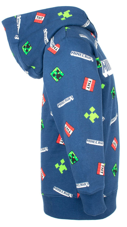 Minecraft Creeper Pattern Sweat à capuche – Navy