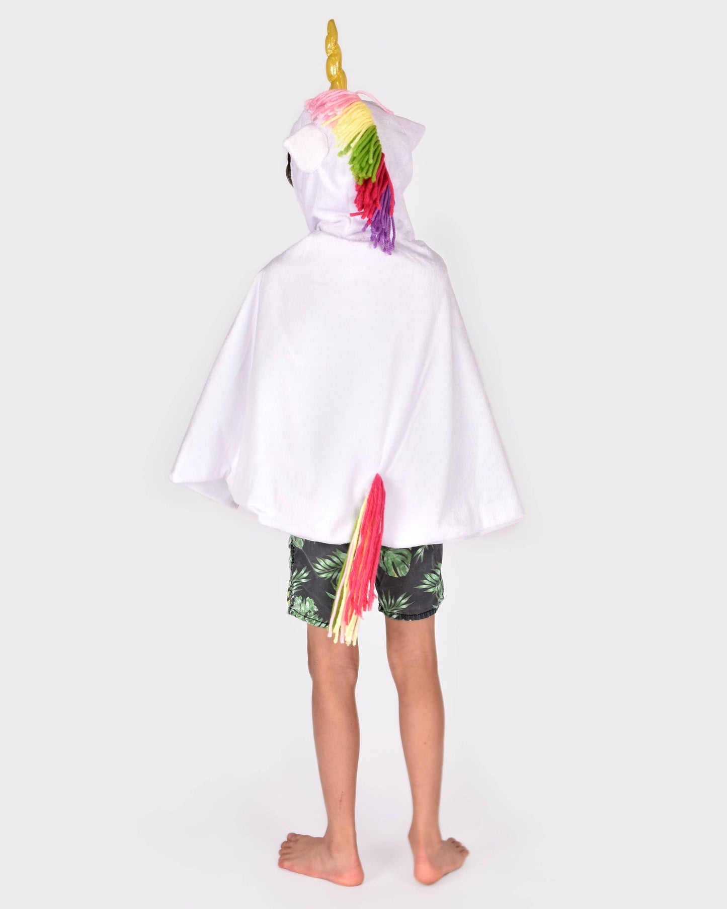 Cape licorne blanche arc-en-ciel 3-8 ans (taille 98-128)
