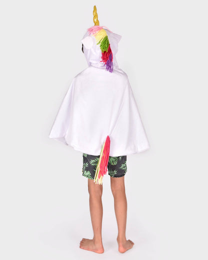Cape licorne blanche arc-en-ciel 3-8 ans (taille 98-128)
