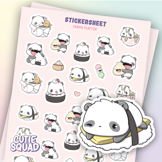 Panda-Sushi-Aufkleberbögen