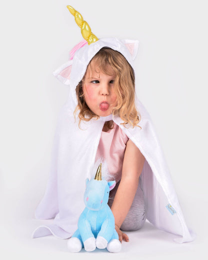 Cape licorne blanche arc-en-ciel 3-8 ans (taille 98-128)