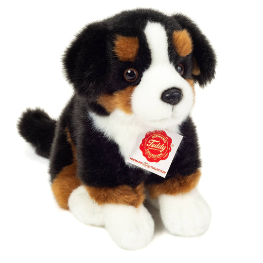 Plüschtier eines sitzenden Berner Sennenhundes