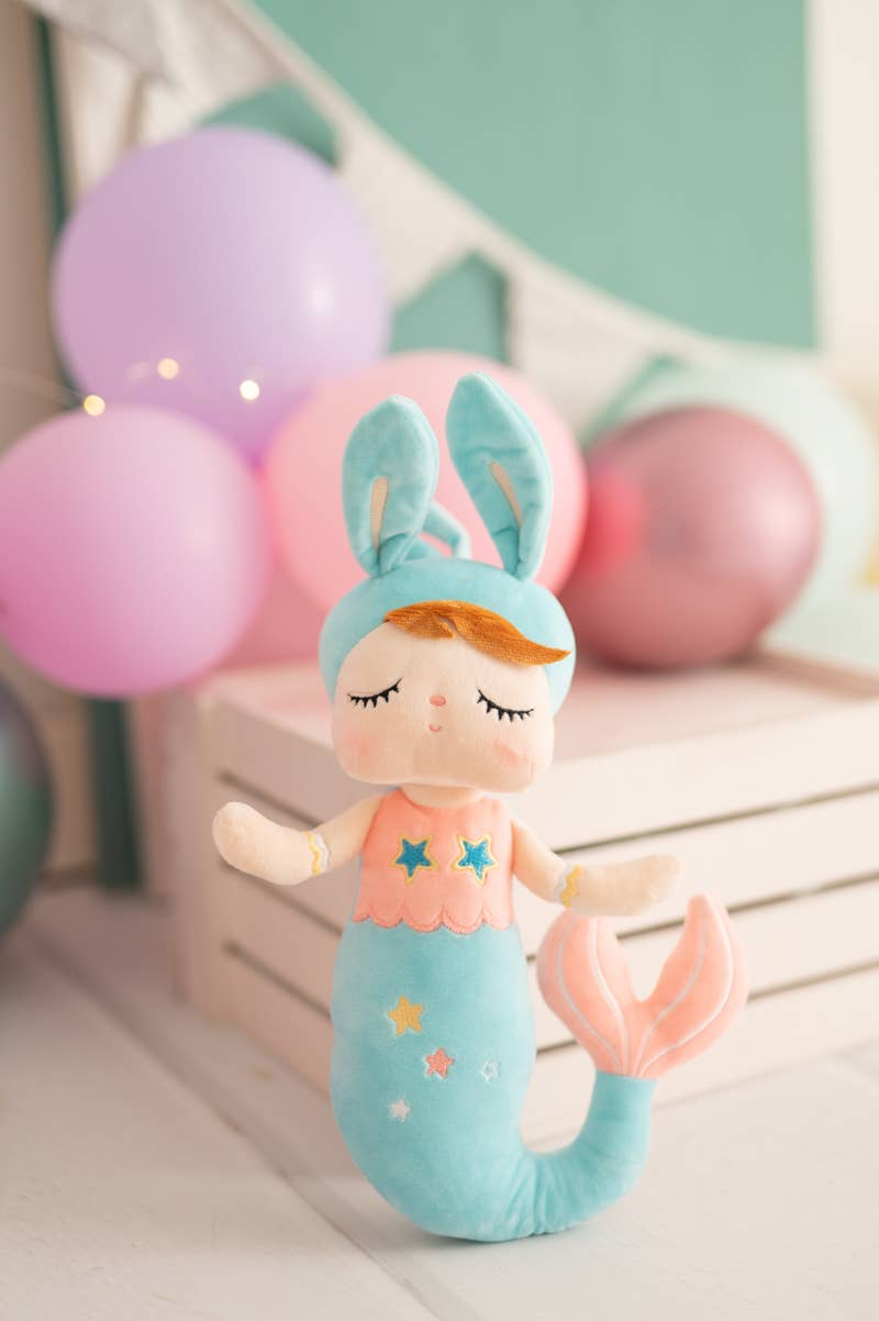 Poupée en Tissu Sirène Bleue en tissu doux pour enfant