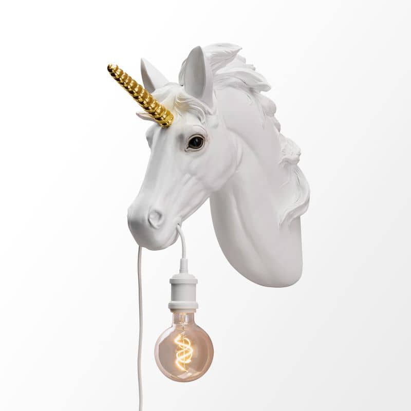 Unicorn Wall Sconce Hugh White-Gold