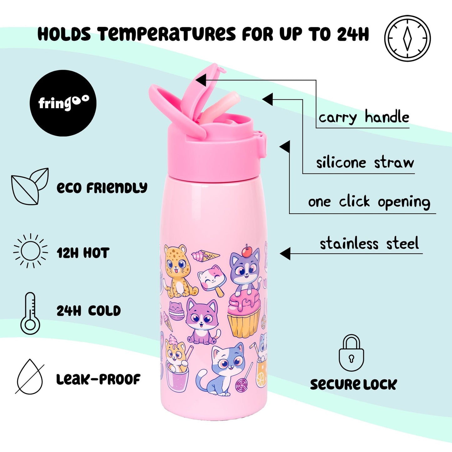 Gourde en acier inoxydable 350ml – Cats & Sweets