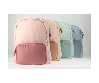 Children's Padded Backpack with Leaves Design - Sand Color