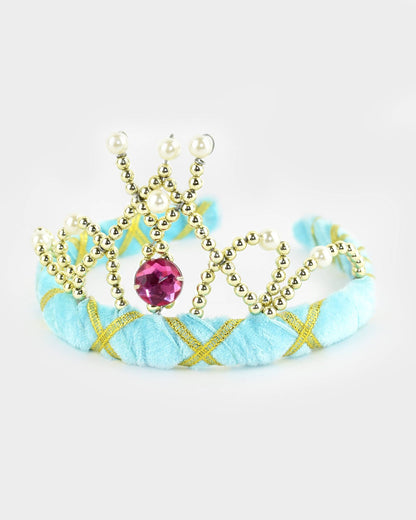 Light blue velvet tiara 14 cm