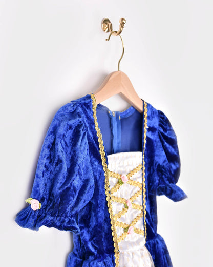 Blaues Prinzessinnen-Samtkleid Größe 110-116 (4-6 Jahre)