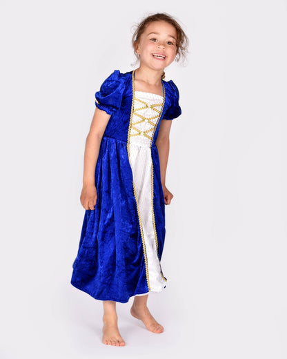 Princess dress in blue velvet size 122-128 cm for children aged 6 to 8