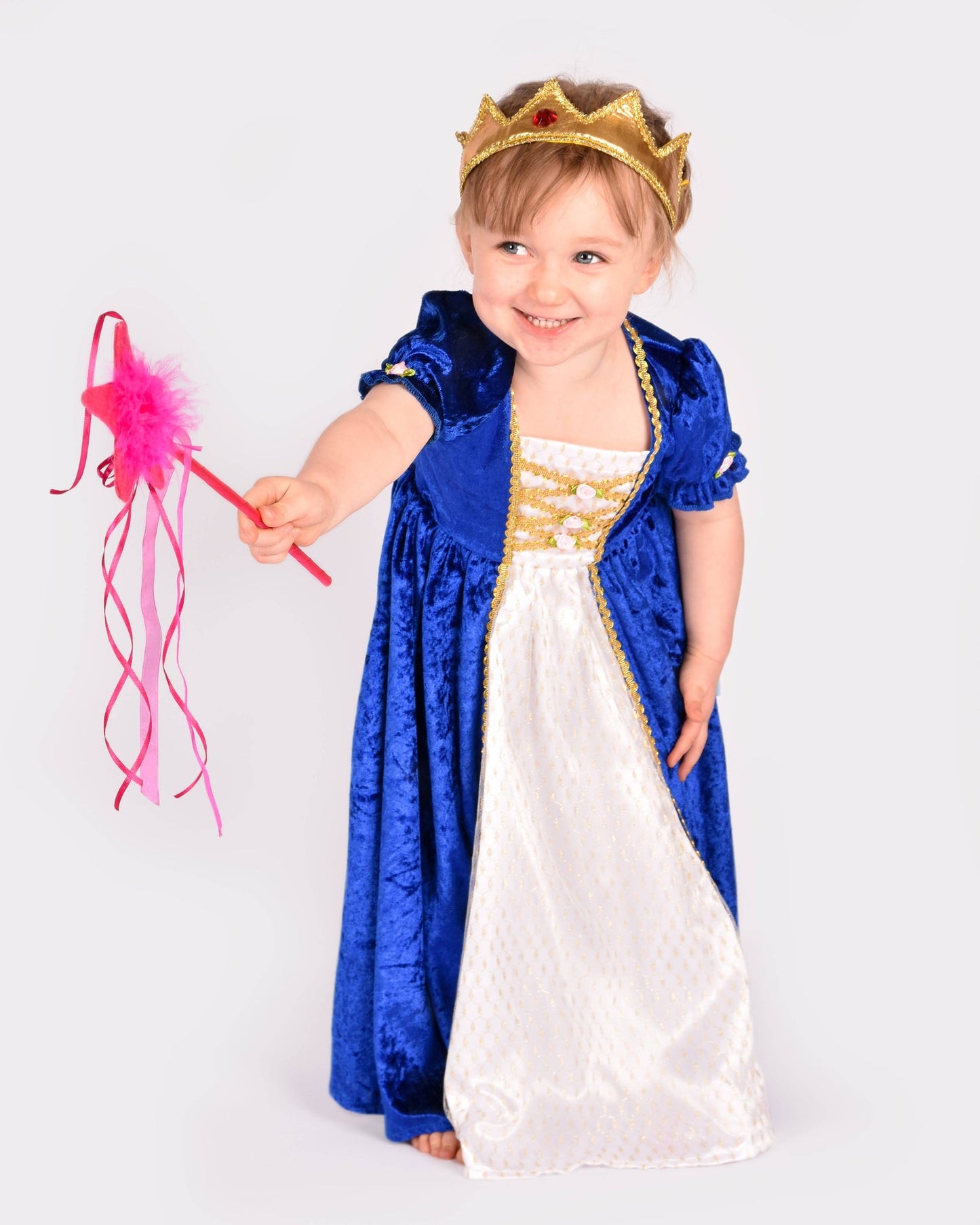 Blaues Prinzessinnen-Samtkleid Größe 110-116 (4-6 Jahre)