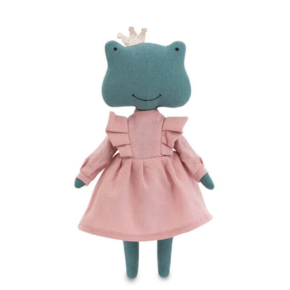 Fiona, der Frosch, Plüschtier aus Baumwolle im rosa Kleid – 29 cm – ab 0 Jahren