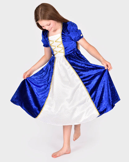 Blaues Prinzessinnen-Samtkleid Größe 110-116 (4-6 Jahre)