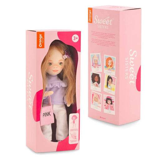 Sunny-Puppe mit lila Pullover, 32 cm