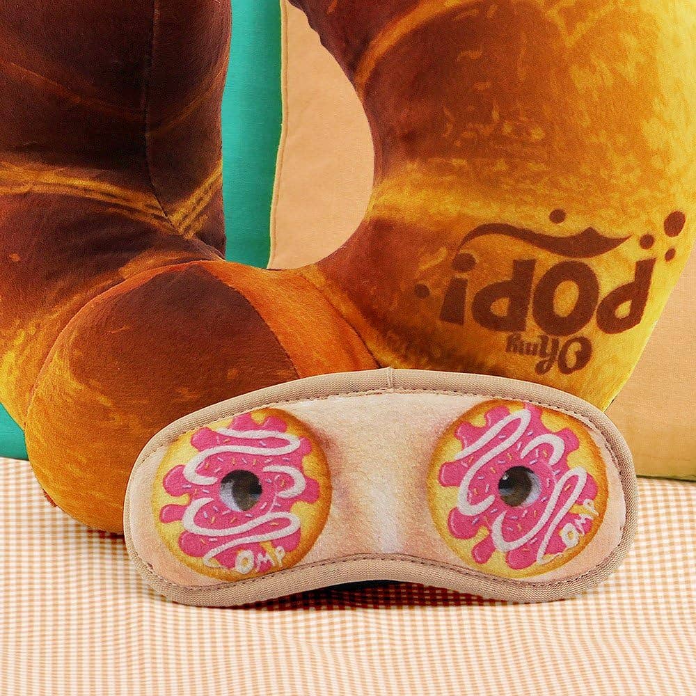 Coussin de Nuque et Masque de Sommeil Oh My Pop! « Croissant » – Orange