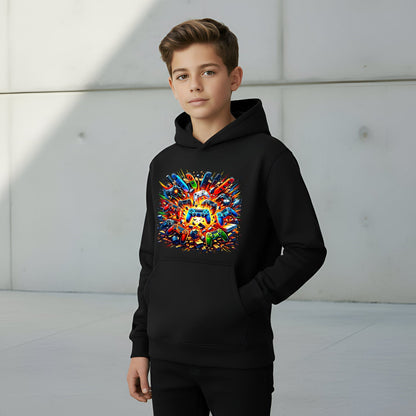 Fringoo gamer Sweat à capuche garçon Cotton Rich Soft Hooded Sweatshirt- Pads Explode noir
