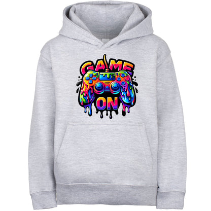 Fringoo gamer Sweat à capuche gris garçon Cotton Rich Soft Hooded Sweatshirt- Game on gris
