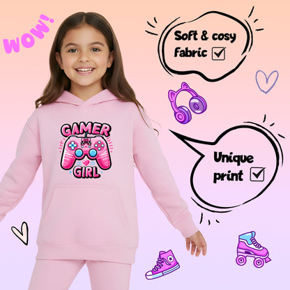 Kapuzenpullover Gymnastik – Fringoo Gaming Rosa für Mädchen Baumwollreich weich Kapuze – Gaming Pad Rosa
