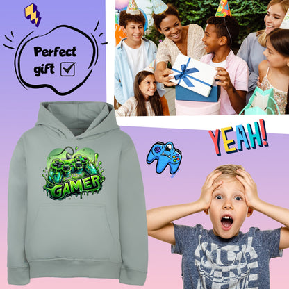 Fringoo gamer Sweat à capuche garçon Cotton Rich Soft Hooded Sweatshirt- gamer vert