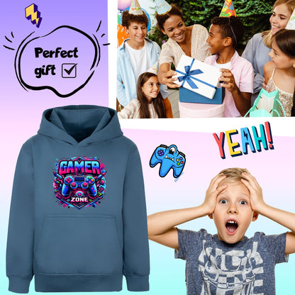 Gaming Hoodie – Fringoo Gaming for Boys Cotton Rich Soft Hooded – Gaming Zone Blau