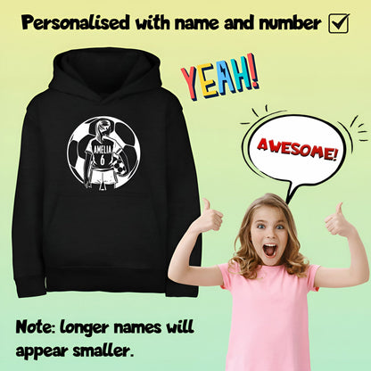 Fringoo football Sweat à capuche noir fille Cotton Rich Soft Hooded Sweatshirt- football Ball fille noir