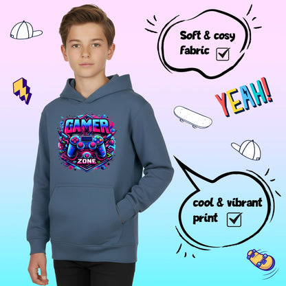 Gaming Hoodie – Fringoo Gaming for Boys Cotton Rich Soft Hooded – Gaming Zone Blau