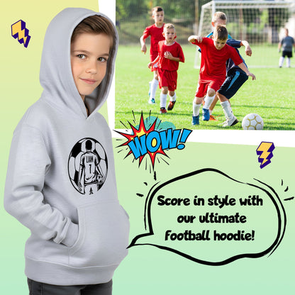 Sweat à capuche football – Fringoo football gris for Boys Cotton Rich Soft Hooded – football Ball Boys gris