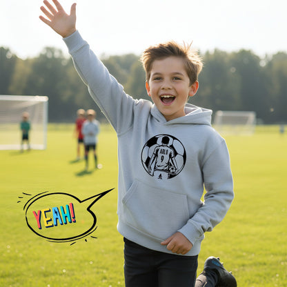 Sweat à capuche football – Fringoo football gris for Boys Cotton Rich Soft Hooded – football Ball Boys gris