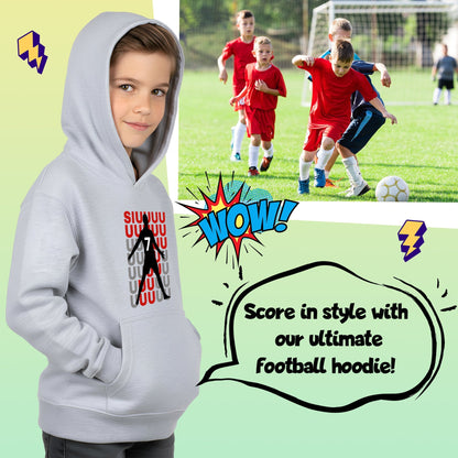 Fringoo gamer Sweat à capuche gris garçon Cotton Rich Soft Hooded Sweatshirt- Cristiano SIUUU gris