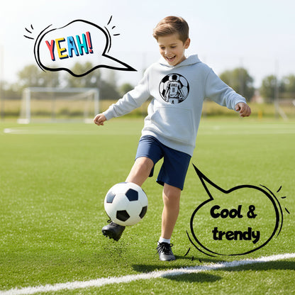 Sweat à capuche football – Fringoo football gris for Boys Cotton Rich Soft Hooded – football Ball Boys gris