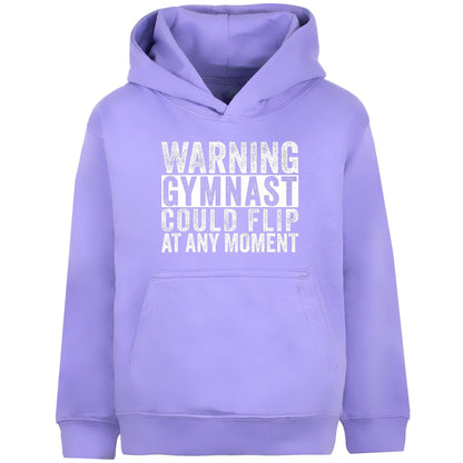 Fringoo Gymnastic Sweat à capuche for enfant Cotton Rich Soft Hooded Sweatshirt- Gymnast Warning violet