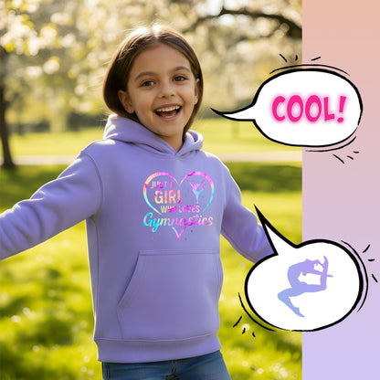 Fringoo Gymnastic Sweat à capuche for enfant Cotton Rich Soft Hooded Sweatshirt- Love Gymnastic violet