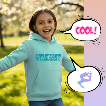 Fringoo Gymnastic Sweat à capuche for enfant Cotton Rich Soft Hooded Sweatshirt- Gymnast turquoise
