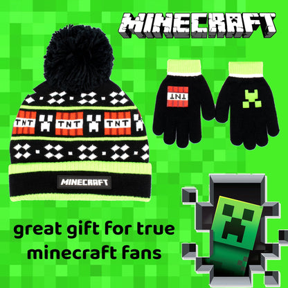 Minecraft Hat & Gloves Set – noir TNT